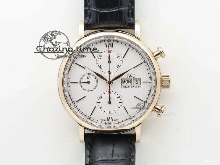 MIROTIME 0220 Efficient Portofino Chrono RG ZF 1:1 Best Edition White Dial on Brown Leather Strap A 7151